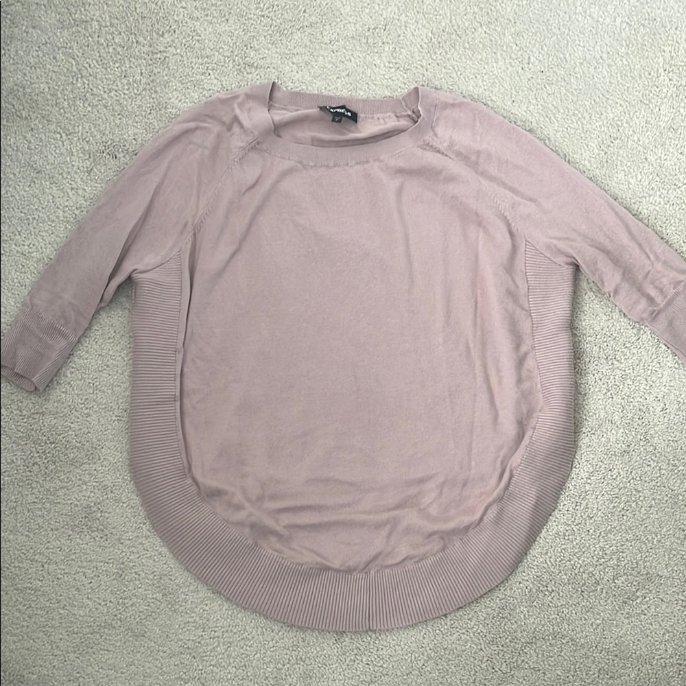 Express Light Pink Sweater with Circle Ribbed Hem
